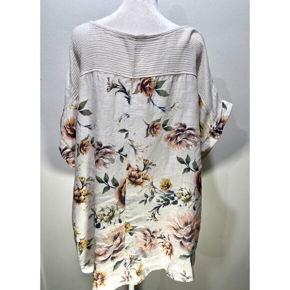 Lungo L'arno linen top floral italy made beach summer resort wear earth women 1X - Picture 3 of 4